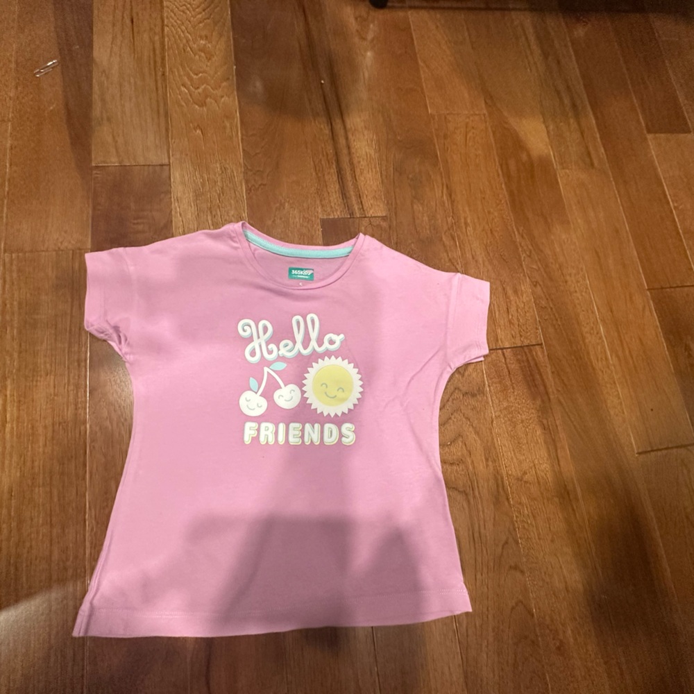 Pink Kids Shirt with 'Hello Friends' Print